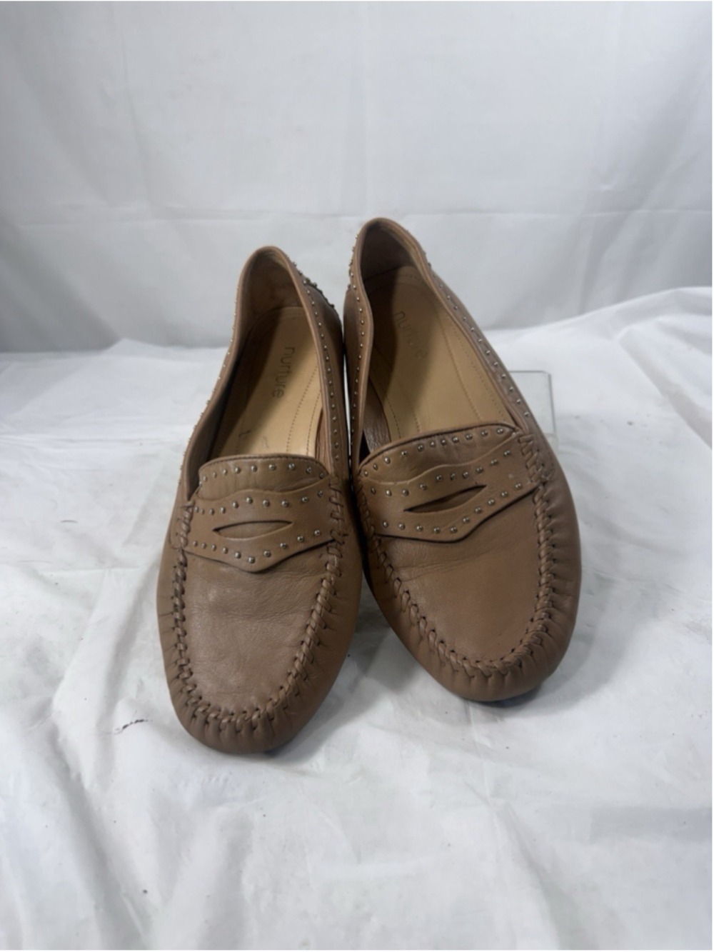 Nurture Linnell Loafer Flat Shoes Brown Leather Slip On Cushioned size 7.5 M
